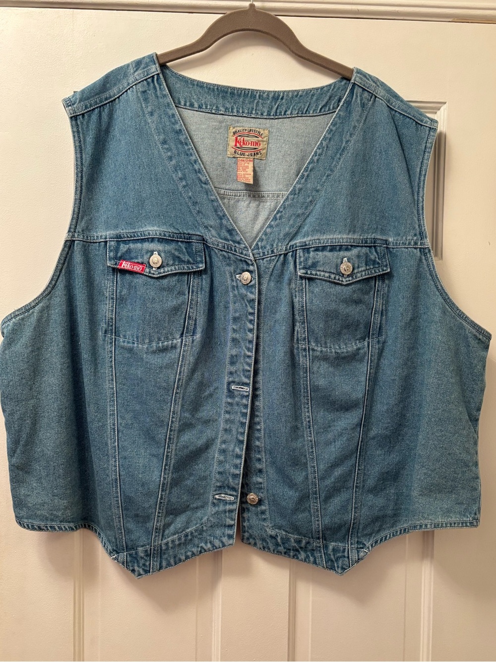 KiKoMo Blue Jeans Denim Button Down Vest - Light Blue 24W